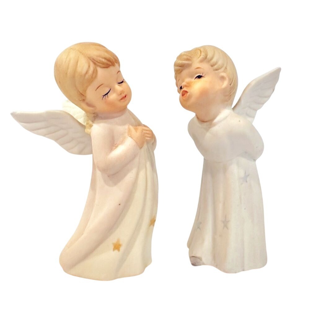 Lefton Kissing Angels Christopher Collection Vintage 1984 Christmas Hand Painted